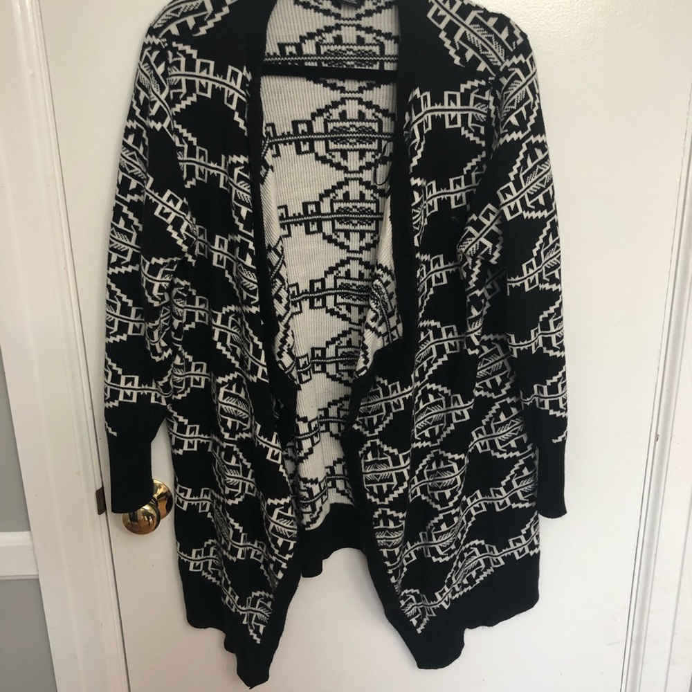 Black White Tribal open sweater